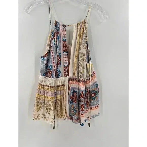 Free People “Bellini” Patchwork Adjustable Tank Oversized Small BOHO Festival EC - Picture 2 of 11